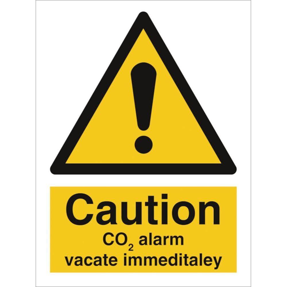 Sign IMO Caution CO2 alarm vacate immediately 107017 - Sikkerhedsgiganten