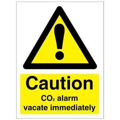 Sign IMO Caution CO2 alarm vacate immediately 107017 - Sikkerhedsgiganten