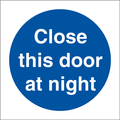 Sign IMO Close this door at night 106123 - Sikkerhedsgiganten