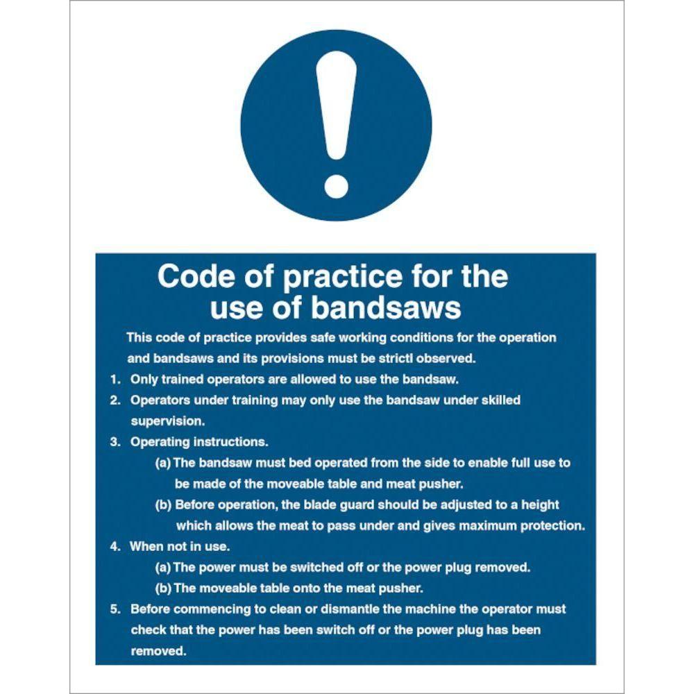 Sign IMO Code of practice for the use of bandsaws 106091 - Sikkerhedsgiganten