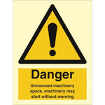 Sign IMO Danger Unmanned machinery space... 107059 - Sikkerhedsgiganten