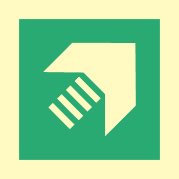 Sign IMO Diagonal arrow secondary escape route 103137 - Sikkerhedsgiganten