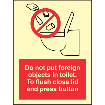 Sign IMO Do not put foreign objects in toilet. To 102302 - Sikkerhedsgiganten