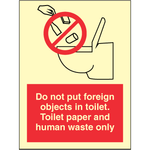 Sign IMO Do not put foreign objects in toilet. Toilet paper 102301 - Sikkerhedsgiganten