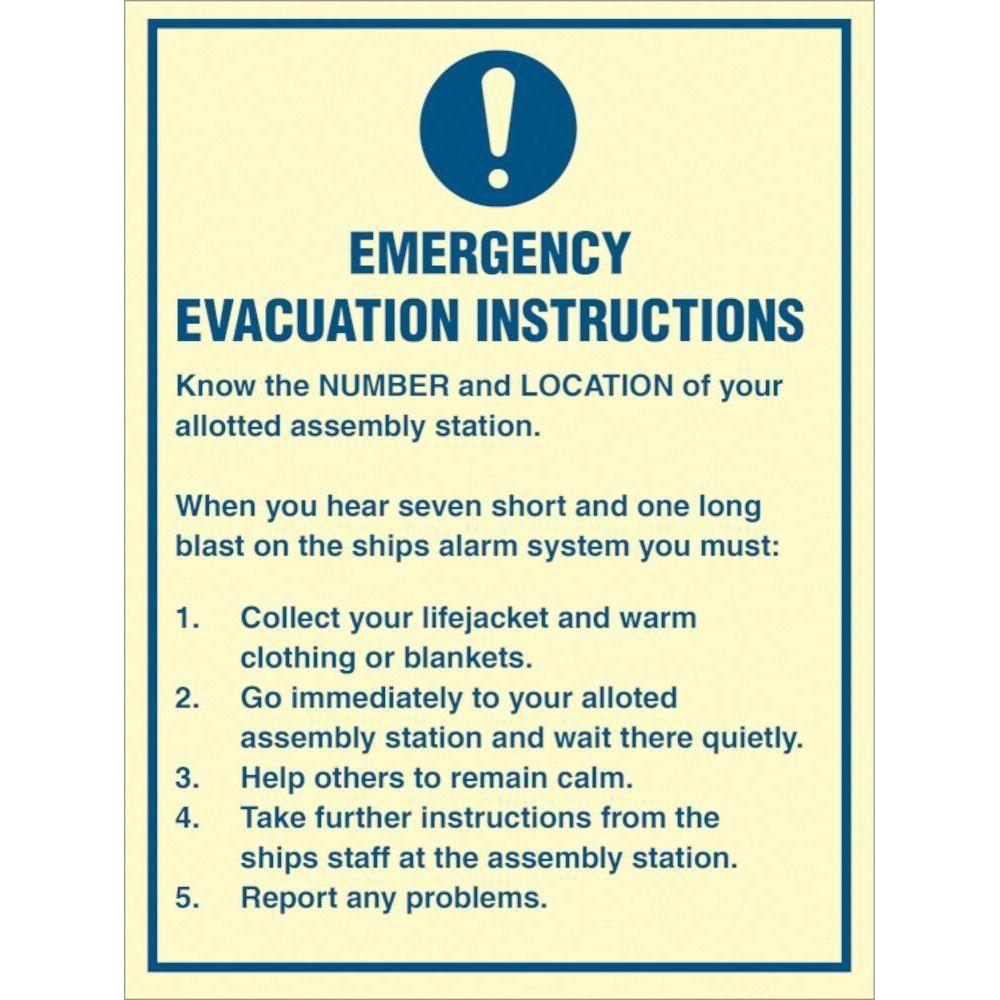 Sign IMO Emergency Evacuation Instructions 106087 - Sikkerhedsgiganten