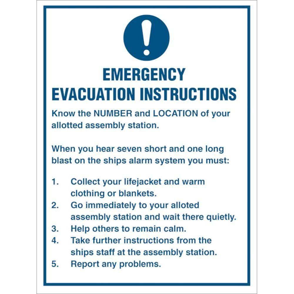 Sign IMO Emergency Evacuation Instructions 106087 - Sikkerhedsgiganten
