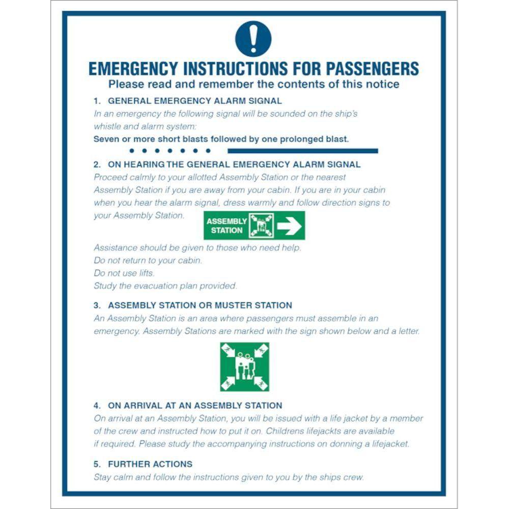 Sign IMO Emergency instructions for passengers 106301 - Sikkerhedsgiganten