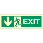 Sign IMO Exit left, arrow down 100011 - Sikkerhedsgiganten