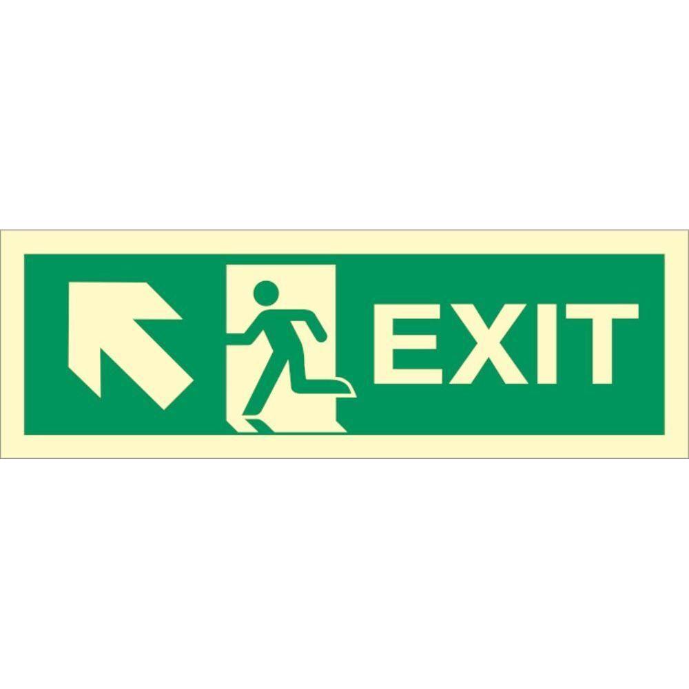 Sign IMO Exit left/up, arrow up 100005 - Sikkerhedsgiganten