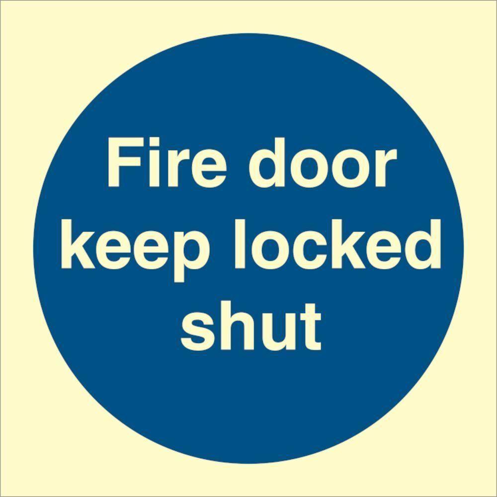 Sign IMO Fire door keep locked shut 106120 - Sikkerhedsgiganten
