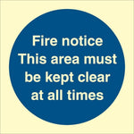 Sign IMO Fire notice - This area must be kept cle 106116 - Sikkerhedsgiganten