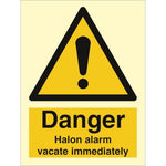 Sign IMO Halon alarm vacate immediately 107022 - Sikkerhedsgiganten