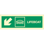 Sign IMO Lifeboat arrow down left - Sikkerhedsgiganten