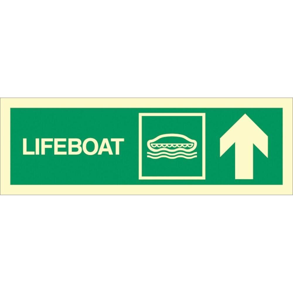 Sign IMO Lifeboat arrow down up right - Sikkerhedsgiganten