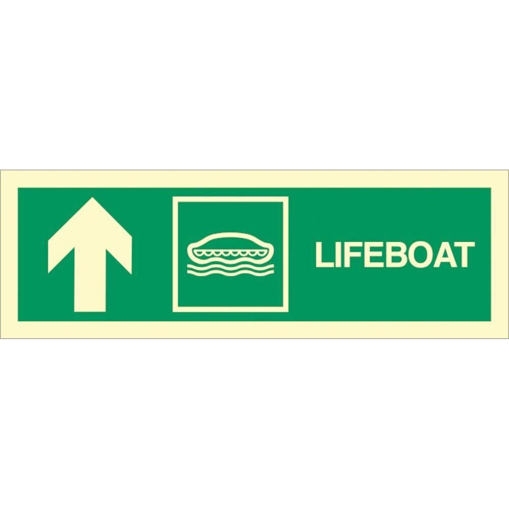 Sign IMO Lifeboat arrow up left side - Sikkerhedsgiganten