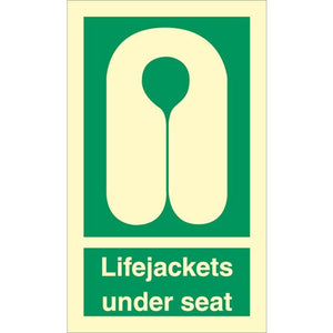 Sign IMO Lifejackets under seat - Sikkerhedsgiganten