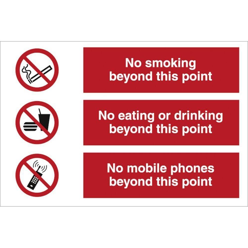 Sign IMO No smoking - No eating - No mobile phones - Sikkerhedsgiganten