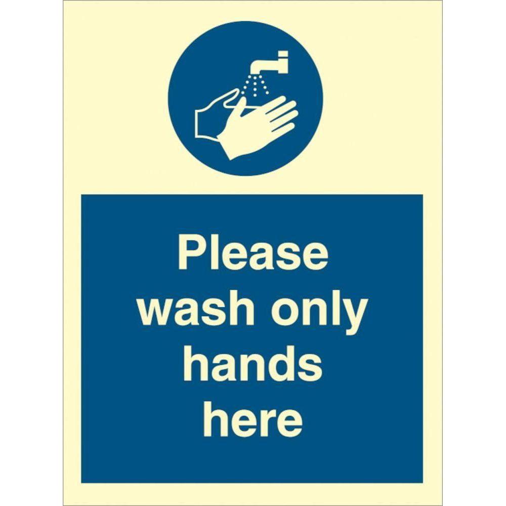 Sign IMO Please wash only hands here - Sikkerhedsgiganten