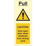 Sign IMO Pull - Caution Only open door when shelter - Sikkerhedsgiganten