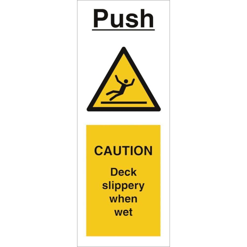 Sign IMO Push - Caution Deck slippery when wet - Sikkerhedsgiganten