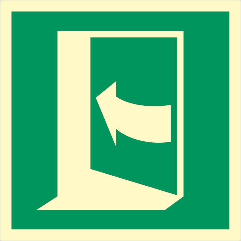 Sign IMO Push door on the left - hand side to open - Sikkerhedsgiganten