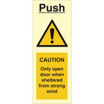 Sign IMO Push - Only open door when sheltered from - Sikkerhedsgiganten