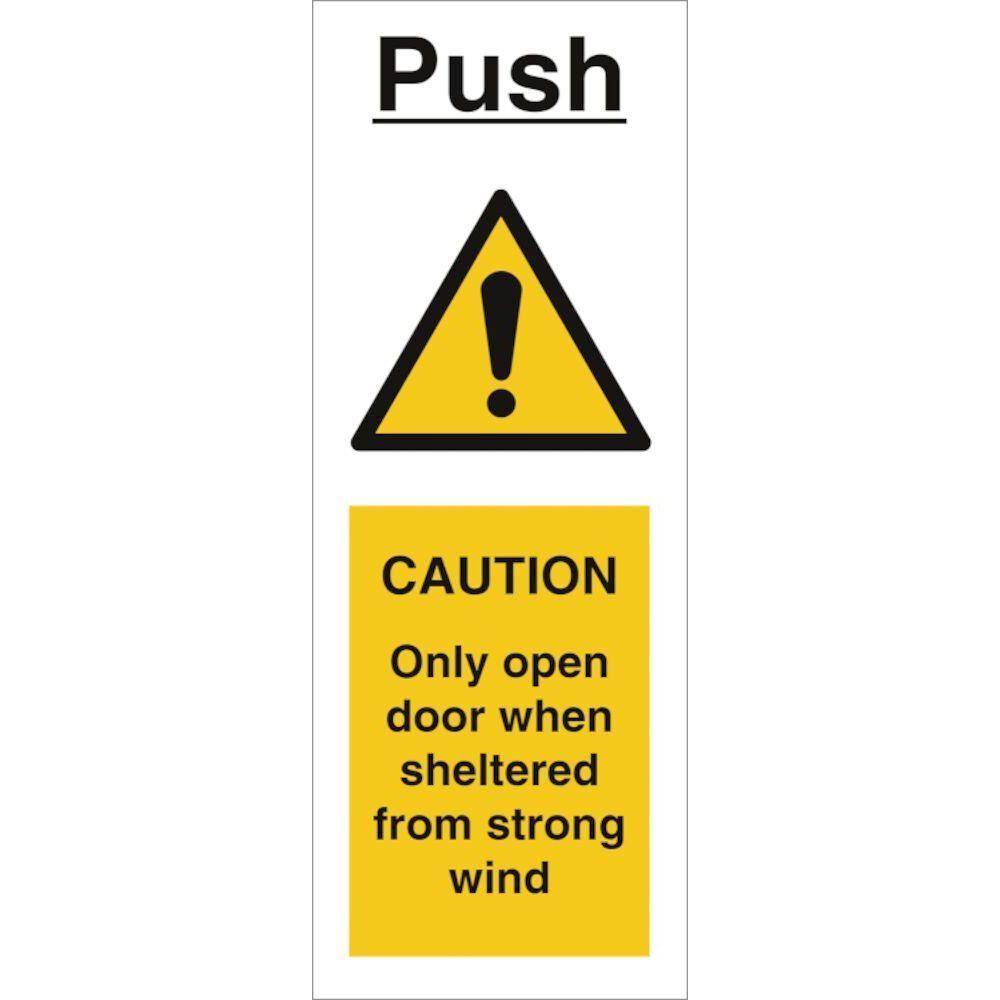 Sign IMO Push - Only open door when sheltered from - Sikkerhedsgiganten