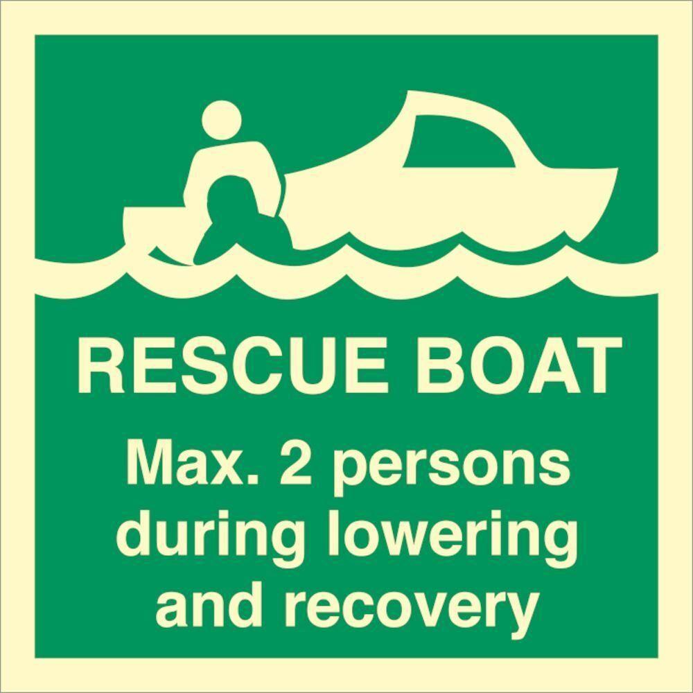 Sign IMO Rescue boat Max 2 persons during lowering - Sikkerhedsgiganten