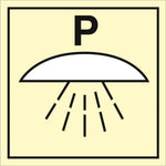 Sign IMO Space protected by powder fire extinguish - Sikkerhedsgiganten