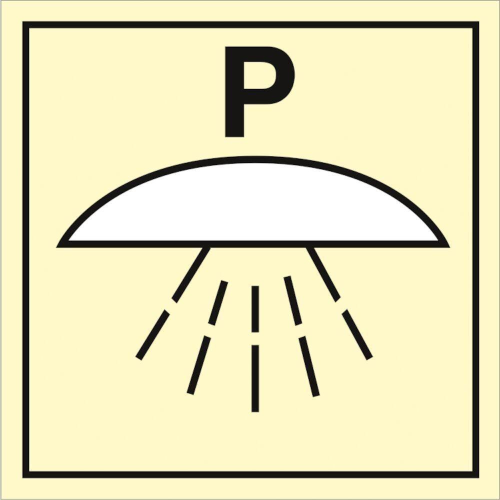 Sign IMO Space protected by powder fire extinguish - Sikkerhedsgiganten