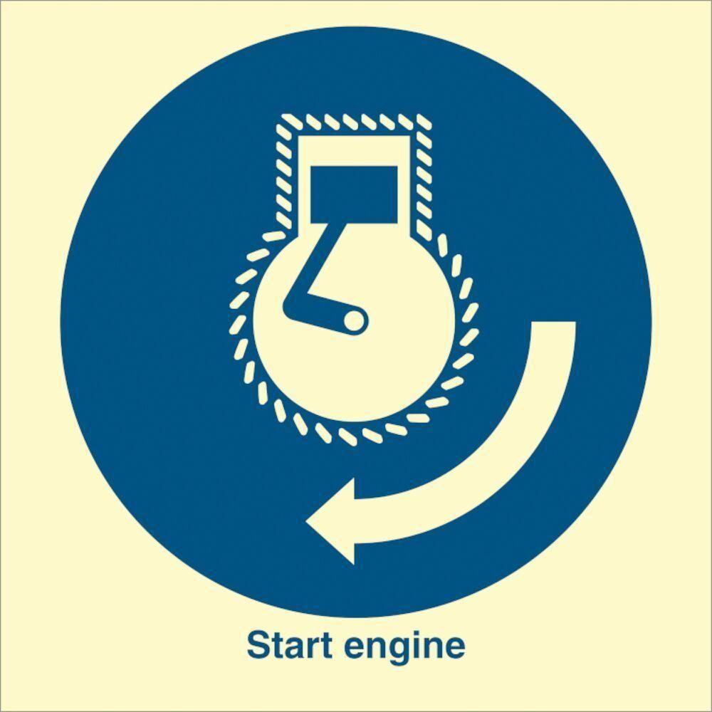 Iso Engine Start Sign IMO Start engine | Køb hos SikkerhedsGiganten – Sikkerhedsgiganten