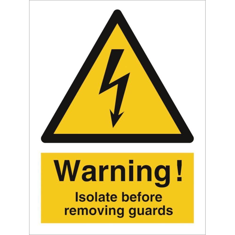 Sign IMO Warning Isolate before removing guards - Sikkerhedsgiganten