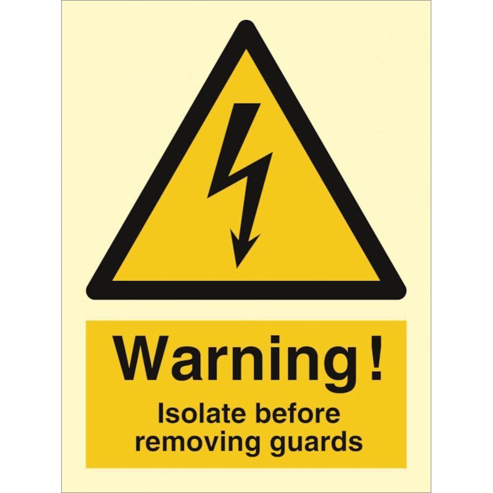 Sign IMO Warning Isolate before removing guards - Sikkerhedsgiganten