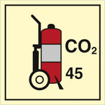 Sign IMO Wheeled fire extinguisher CO2 45 - Sikkerhedsgiganten