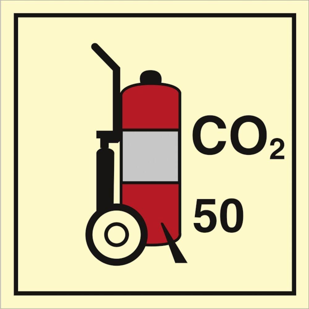 Sign IMO Wheeled fire extinguisher CO2 50 - Sikkerhedsgiganten