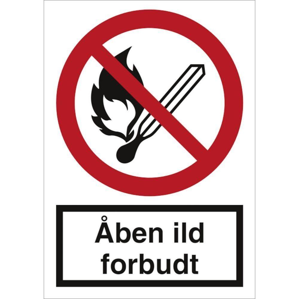 Skilt Åben ild forbudt - Sikkerhedsgiganten