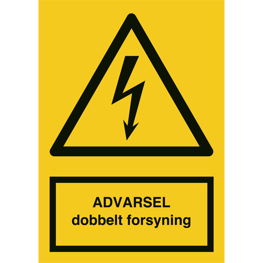 Skilt ADVARSEL Dobbelt forsyning 401695 - Sikkerhedsgiganten
