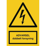 Skilt ADVARSEL Dobbelt forsyning 401695 - Sikkerhedsgiganten