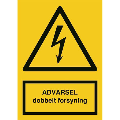 Skilt ADVARSEL Dobbelt forsyning 401695 - Sikkerhedsgiganten