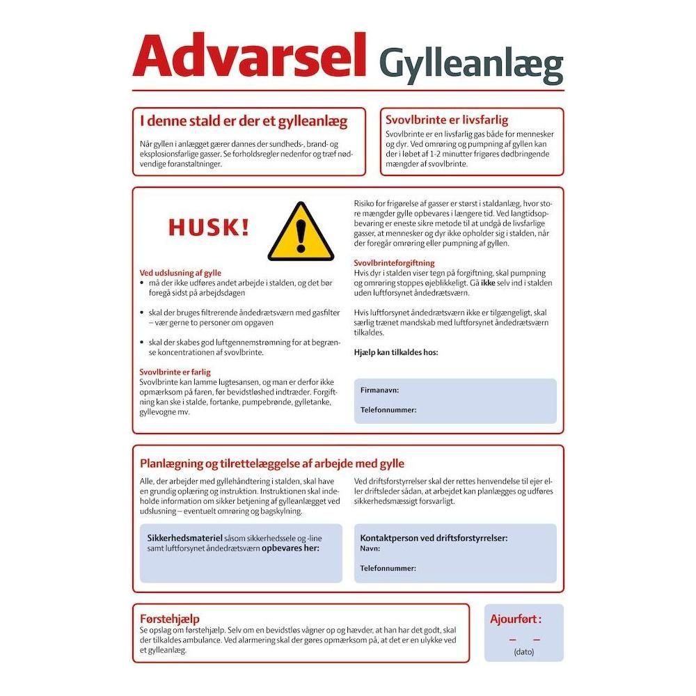 Skilt Advarsel til Gylleanlæg 401676RDA3 - Sikkerhedsgiganten