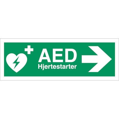 Skilt AED Hjertestarter højre 401626 - Sikkerhedsgiganten