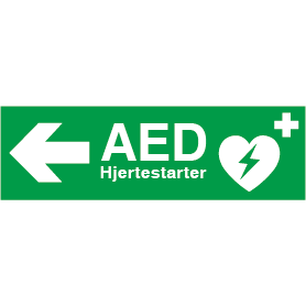 Skilt AED Hjertestarter Venstre 401627 - Sikkerhedsgiganten