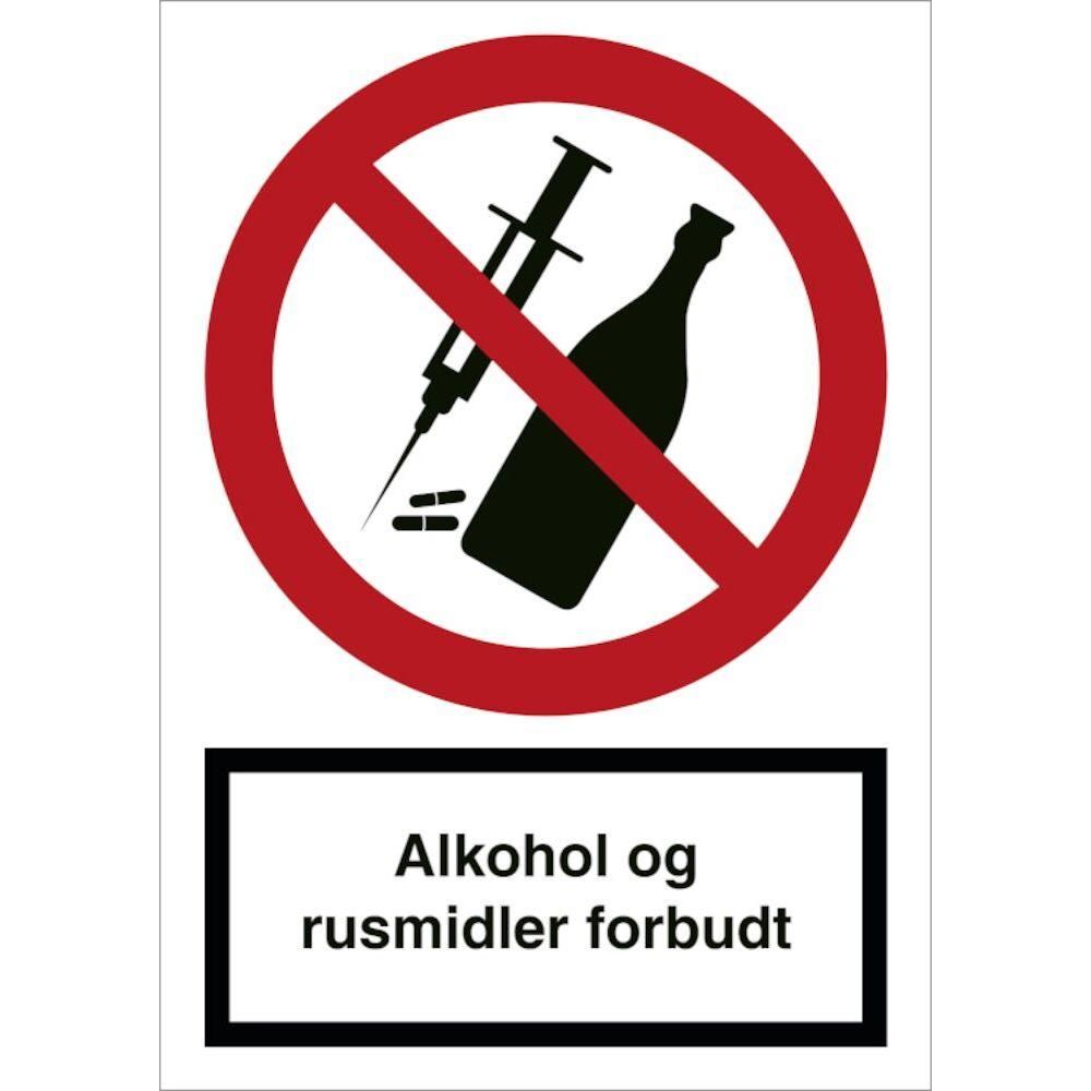 Skilt Alkohol og rusmidler forbudt F105PA4 - Sikkerhedsgiganten