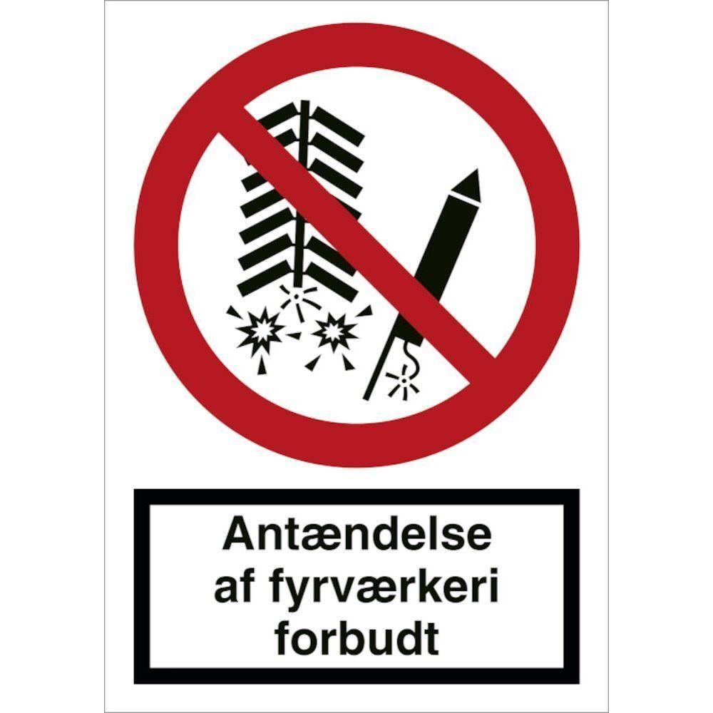 Skilt Antændelse af fyrværkeri forbudt F129 - Sikkerhedsgiganten