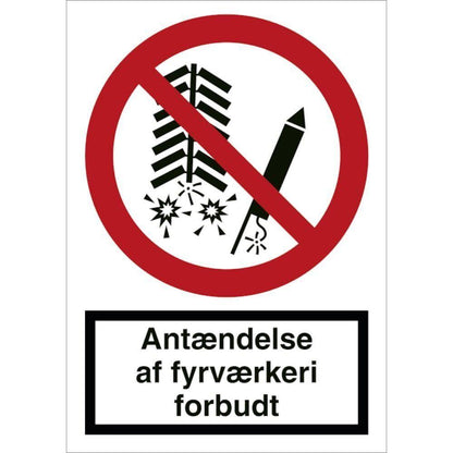 Skilt Antændelse af fyrværkeri forbudt F129 - Sikkerhedsgiganten