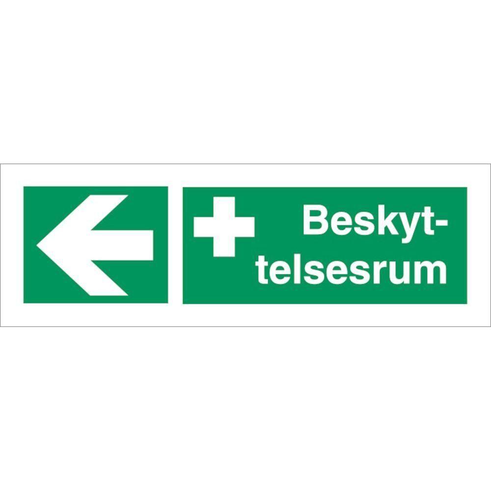 Skilt Beskyttelsesrum venstre H414 - Sikkerhedsgiganten