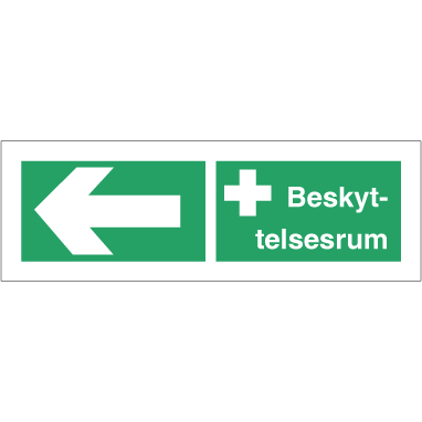 Skilt Beskyttelsesrum venstre H414 - Sikkerhedsgiganten