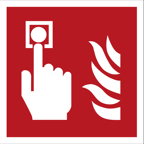 Skilt Brandalarm alarmknap 132112 - Sikkerhedsgiganten