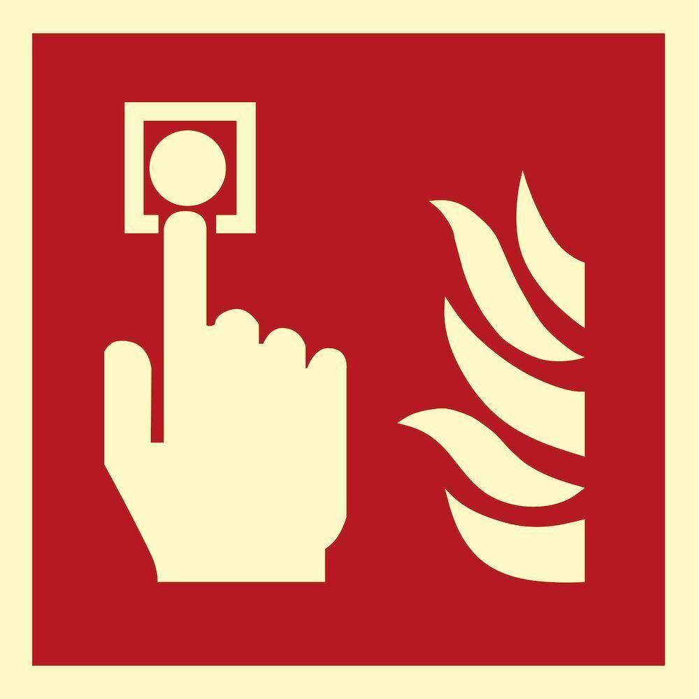 Skilt Brandalarm alarmknap 132112 - Sikkerhedsgiganten