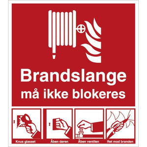 Skilt Brandslange må ikke blokeres H465 - Sikkerhedsgiganten